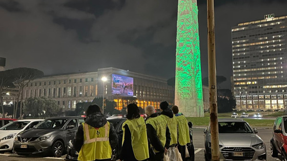Assistenza su strada per distribuzione pasti, ascolto e supporto (Piazzale Ostiense)